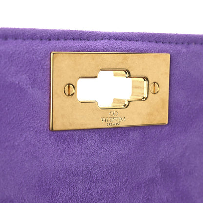 Valentino Garavani Crystal Suede Small Roman Stud Shoulder Bag Light Amethyst Glicine