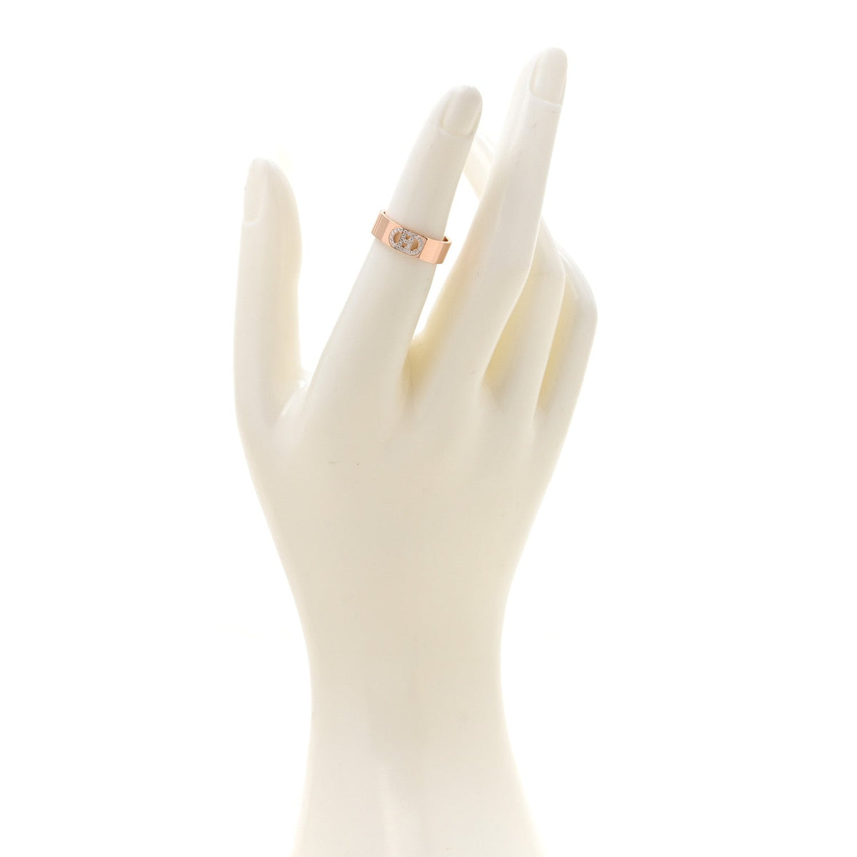 Hermes 18K Rose Gold Diamond PM H D'Ancre Ring 50 5.5