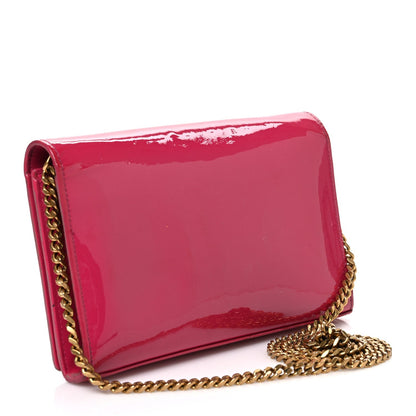 Saint Laurent Patent Calfskin Monogram Kate Wallet On Chain Fresh Fuxia
