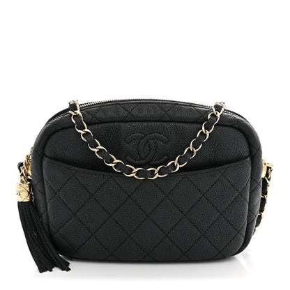 Chanel Iridescent Caviar Quilted Small Coco Tassel Camera Case Black