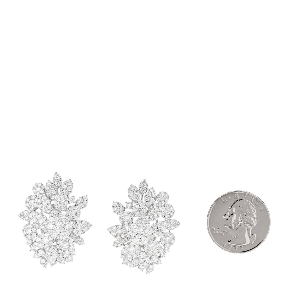 Parker & West 18K White Gold Diamond 9.28ctw Cluster Earrings