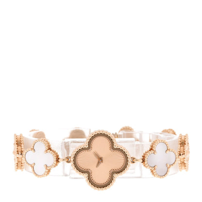 Van Cleef & Arpels 18K Rose Gold Mother of Pearl 23mm Alhambra Watch Pink