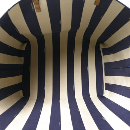 Fendi Pequin Vitello Reversible Large Shopping Tote Midnight Blue