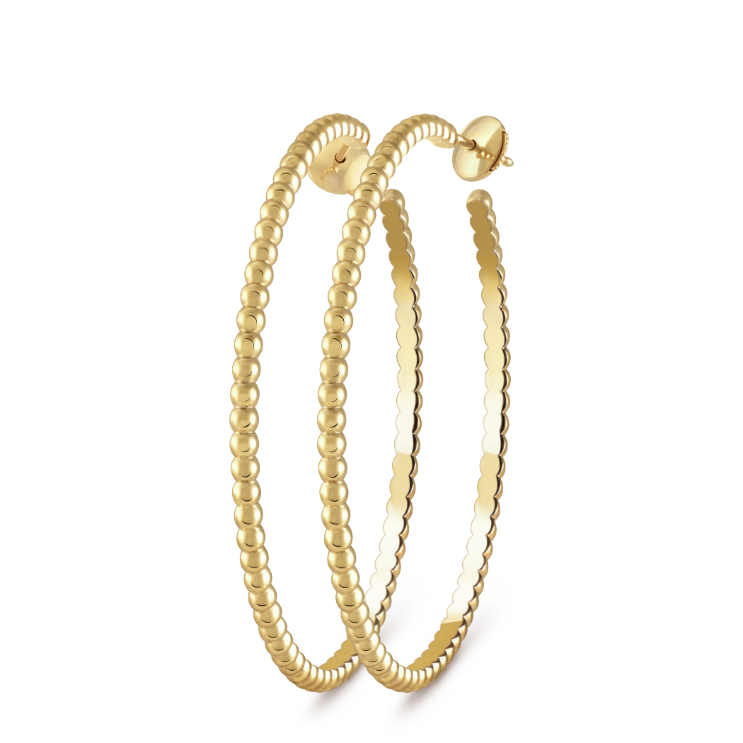 18K Gold VCA Perlée Pearls of Gold Hoop Earrings