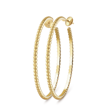 18K Gold VCA Perlée Pearls of Gold Hoop Earrings