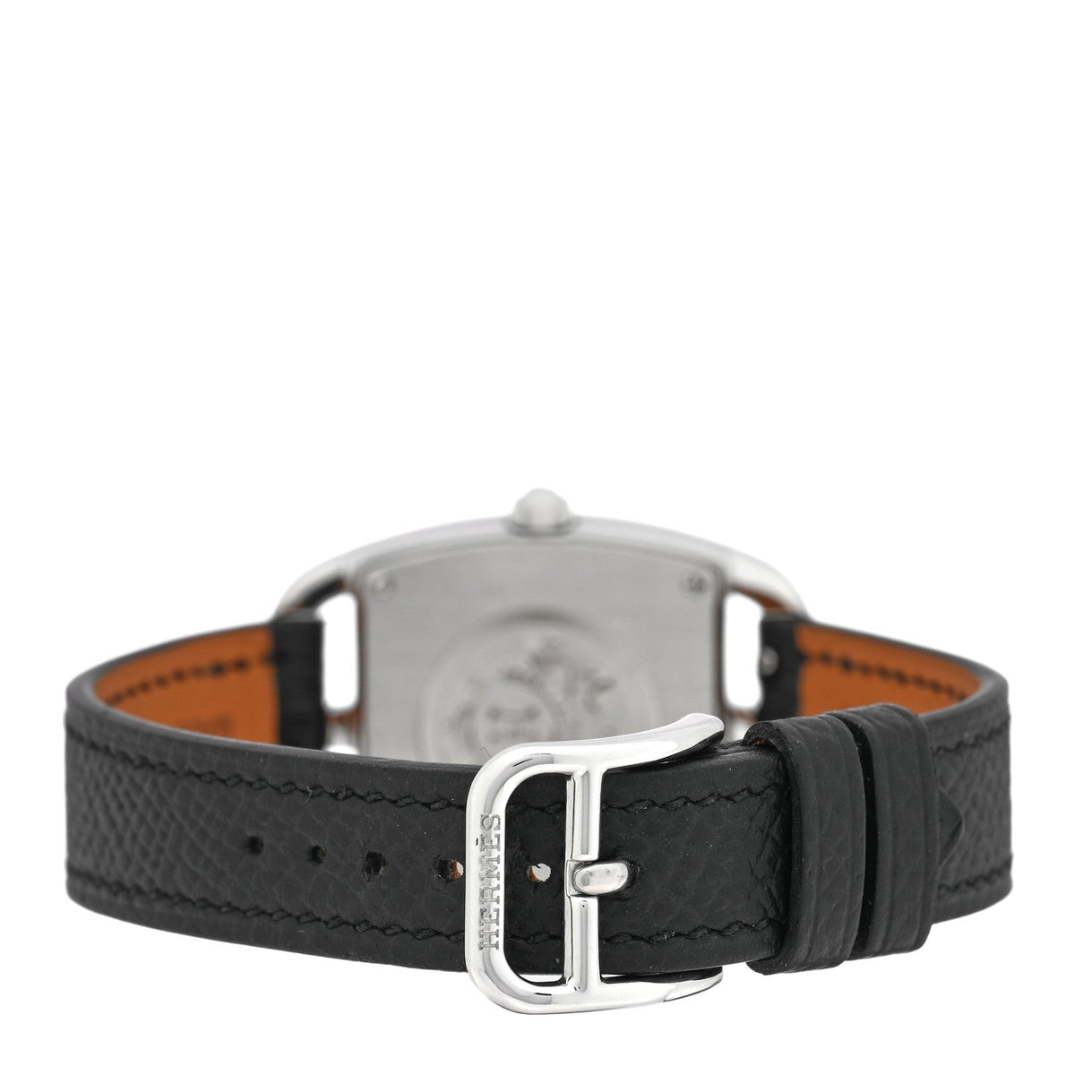 Hermes Stainless Steel Epsom Diamond 26mm Cape Cod Tonneau Watch Noir 1946705