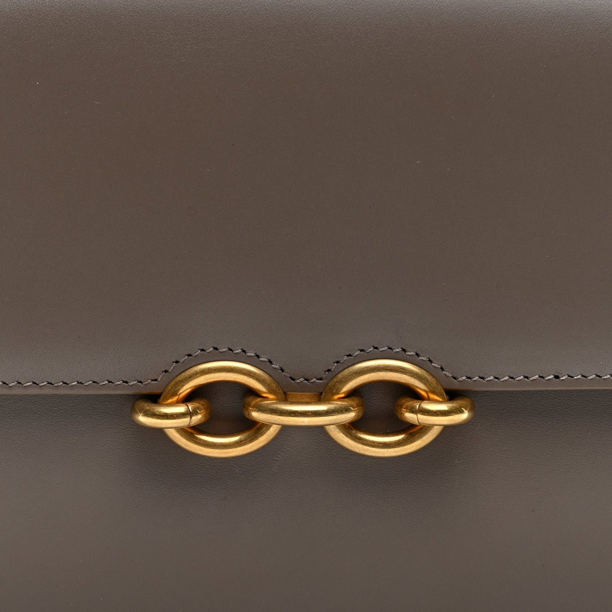 Saint Laurent Smooth Calfskin Le Maillon Satchel Greyish Brown