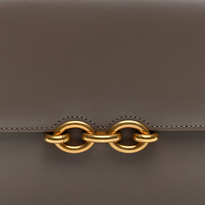 Saint Laurent Smooth Calfskin Le Maillon Satchel Greyish Brown