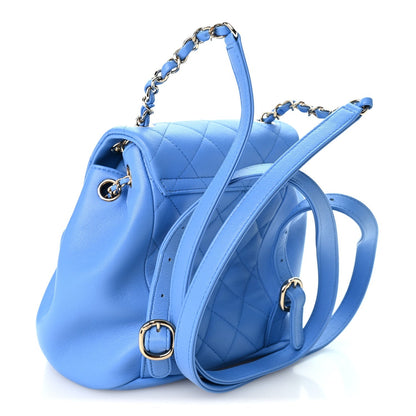 Chanel Lambskin Quilted Small Duma Drawstring Backpack Blue