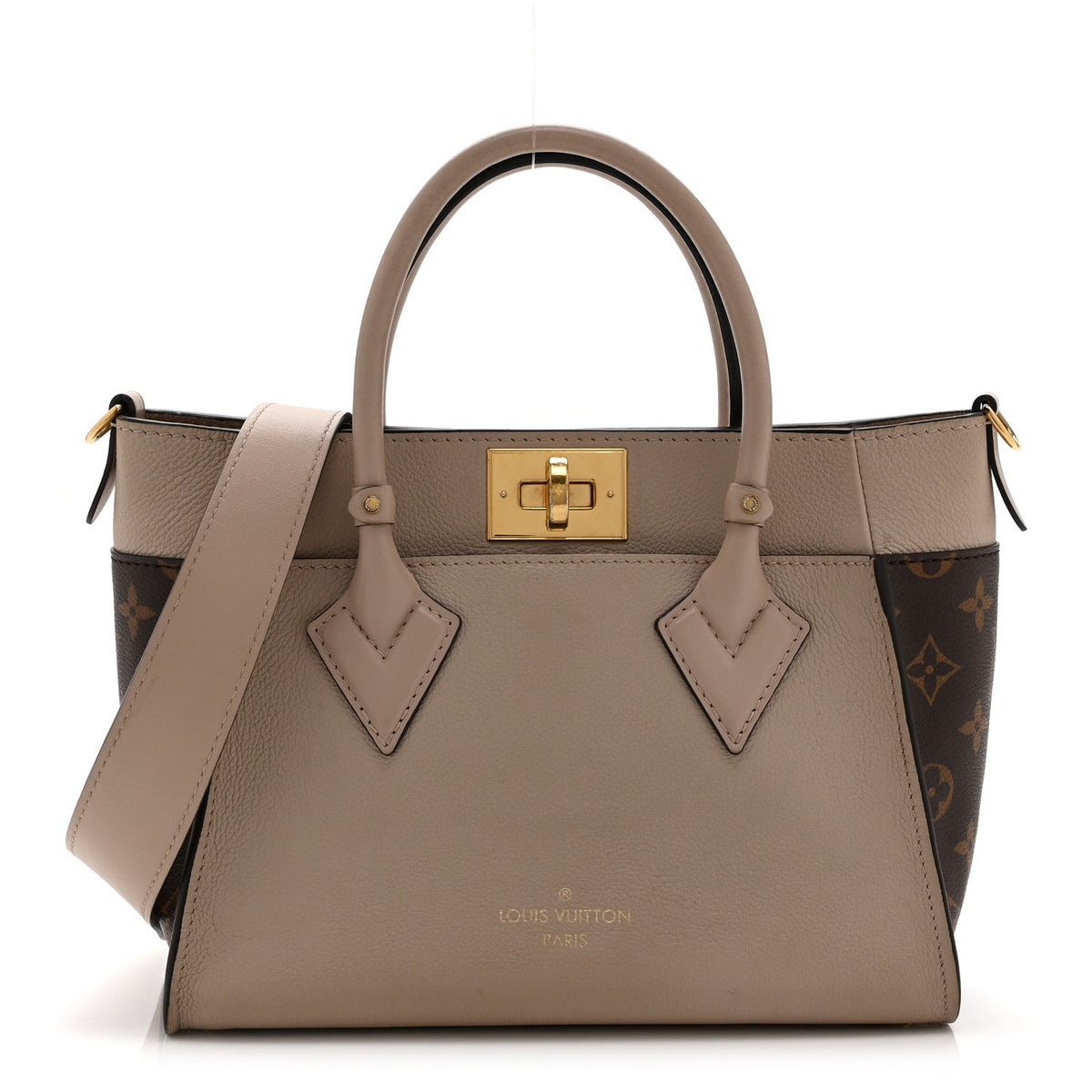 Louis Vuitton Calfskin Monogram On My Side PM Tote Bag Greige 1976660