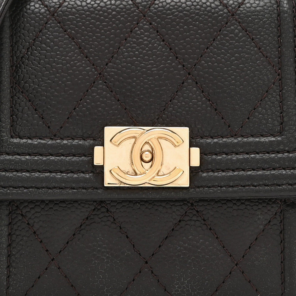 Chanel Caviar Quilted Boy Card Holder On Chain Black