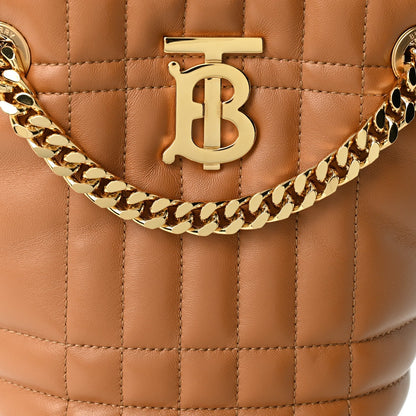 Burberry Lambskin Quilted Mini Lola Bucket Bag Maple Brown