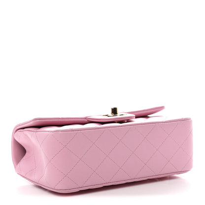 Chanel Lambskin Quilted Mini Top Handle Rectangular Flap Pink 1828381
