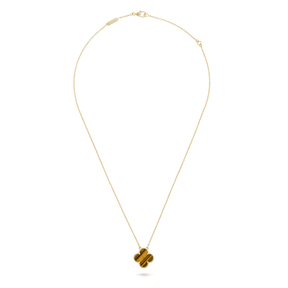 18K Yellow Gold Tiger Eye VCA Vintage Alhambra Pendant