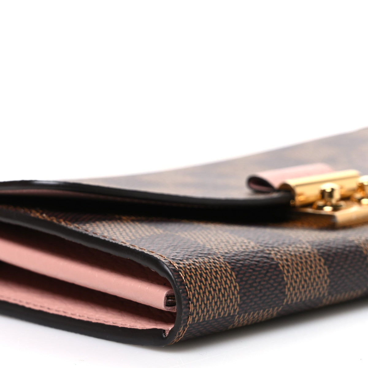Louis Vuitton Damier Ebene Croisette Chain Wallet Rose Ballerine