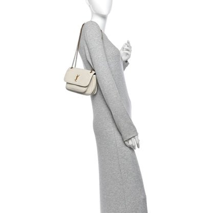 Saint Laurent Grained Lambskin Monogram Mini Niki Chain Satchel Crema Soft
