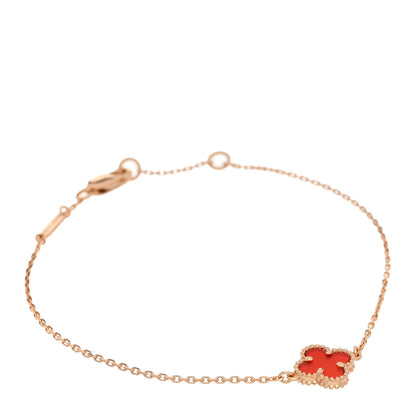 Van Cleef & Arpels 18K Rose Gold Carnelian Sweet Alhambra Bracelet