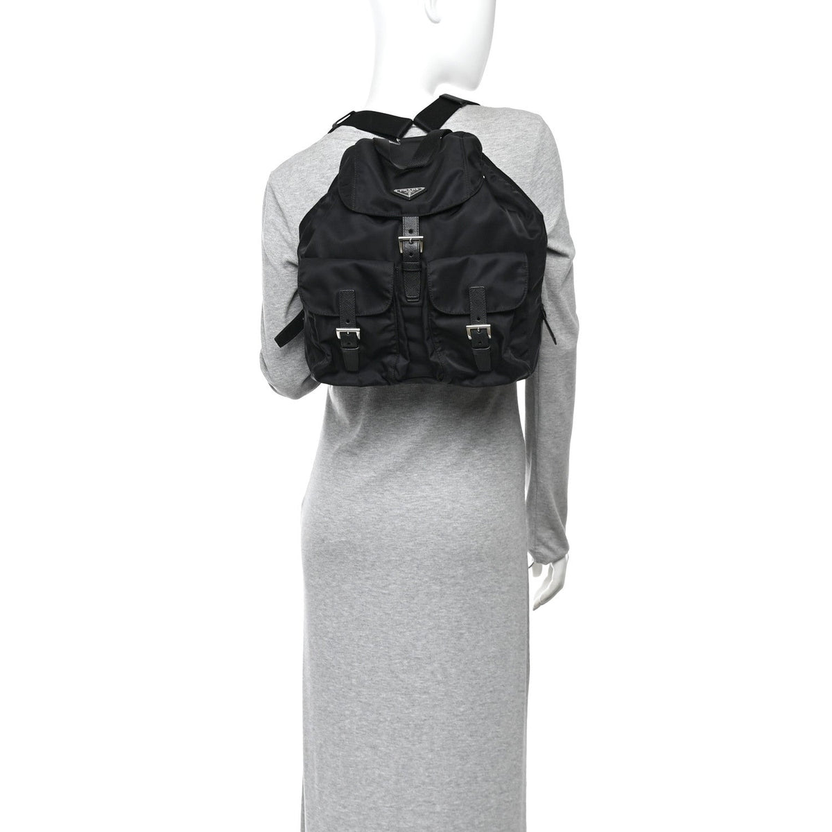 Prada Tessuto Nylon Saffiano Medium Backpack Black