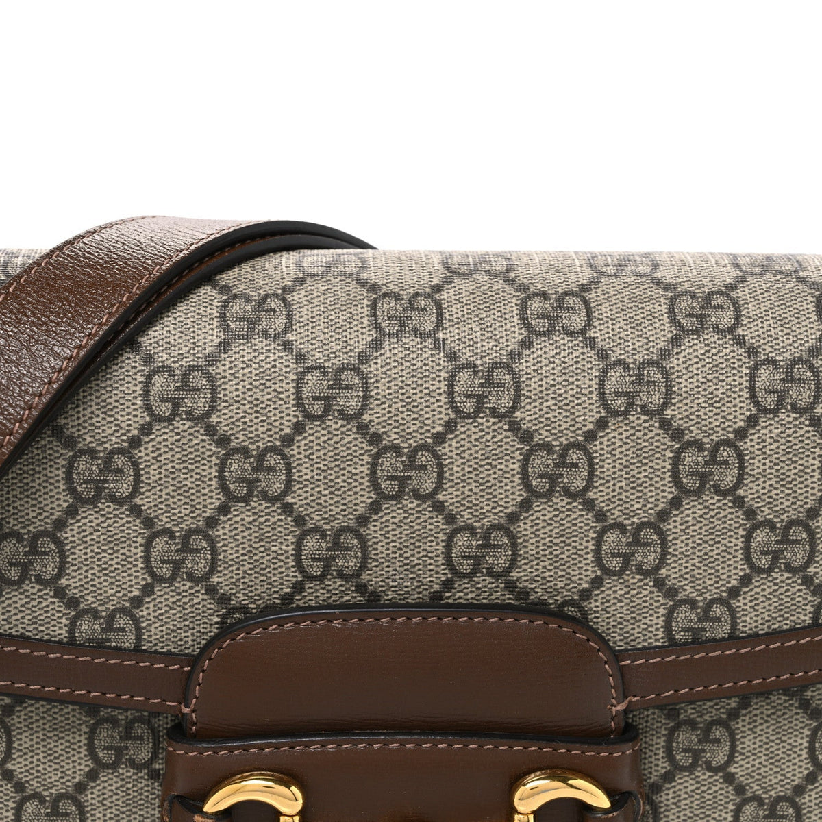 Gucci GG Supreme Monogram Horsebit 1955 Shoulder Bag Beige Brown Sugar