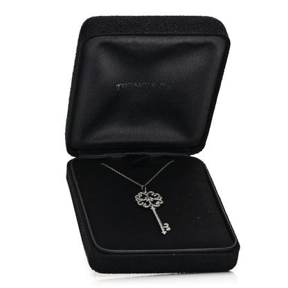 Tiffany Platinum 18K Rose Gold Diamond Enchant Quatra Key Necklace