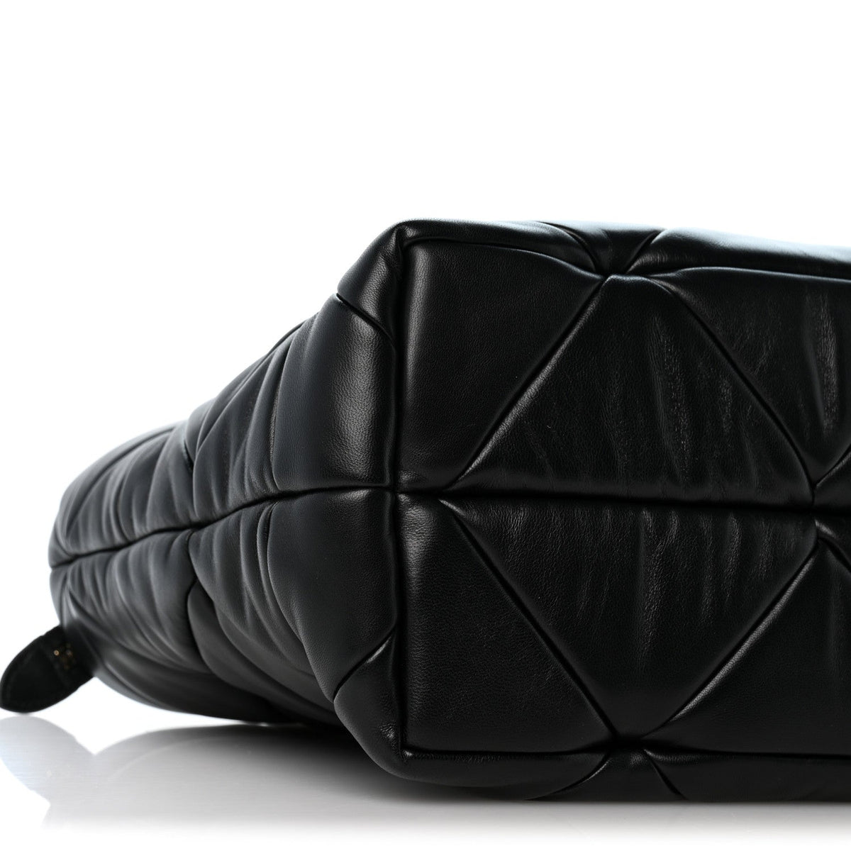 Prada Nappa Triangle Quilted Double Handled Zip Pocket Tote Black