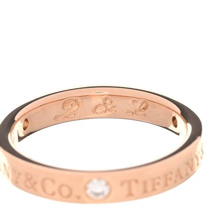 Tiffany 18K Rose Gold Diamond Logo Band Ring