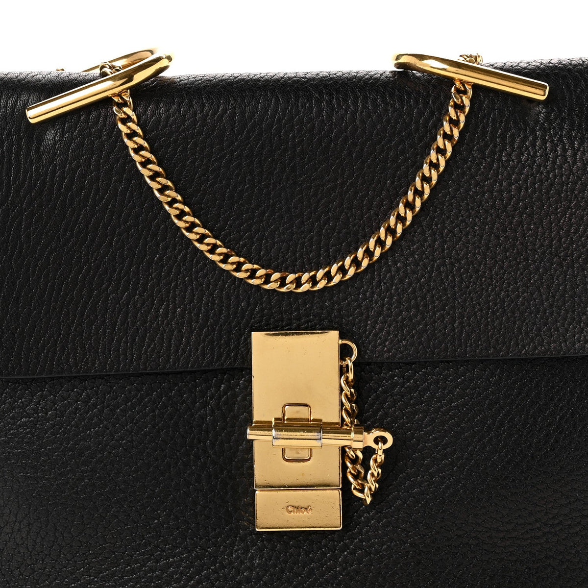 Chloe Grained Lambskin Drew Shoulder Bag Black