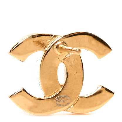 Chanel Metal CC Paris Button Stud Earrings Gold