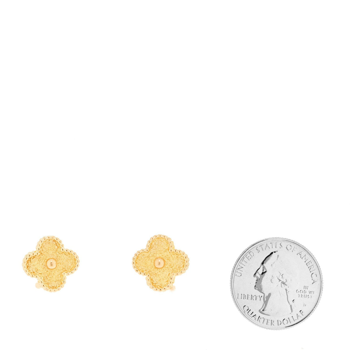 Van Cleef & Arpels 18K Yellow Gold Vintage Alhambra Clip On Earrings