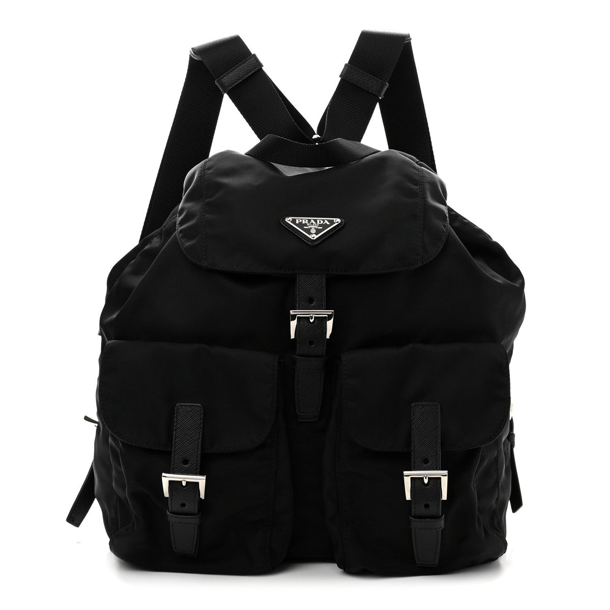 Prada Tessuto Nylon Saffiano Medium Backpack Black