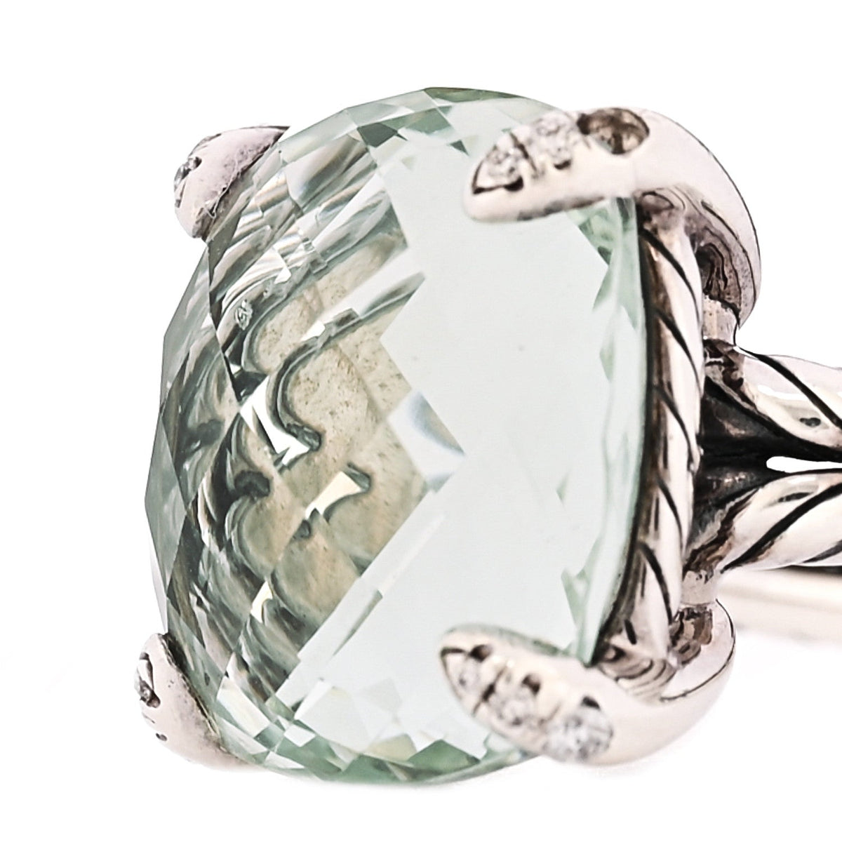 David Yurman Sterling Silver Diamond 14mm Chatelaine Ring 60 9