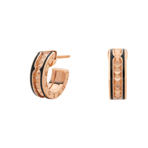 18K Rose Gold Black Ceramic BVLGARI B.zero1 Earrings