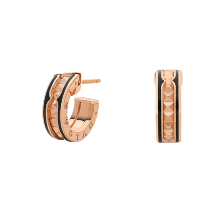 18K Rose Gold Black Ceramic BVLGARI B.zero1 Earrings