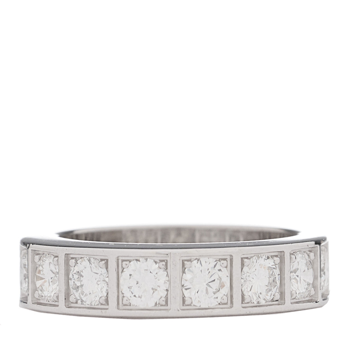 Cartier 18K White Gold Diamond Tectonic Band Ring