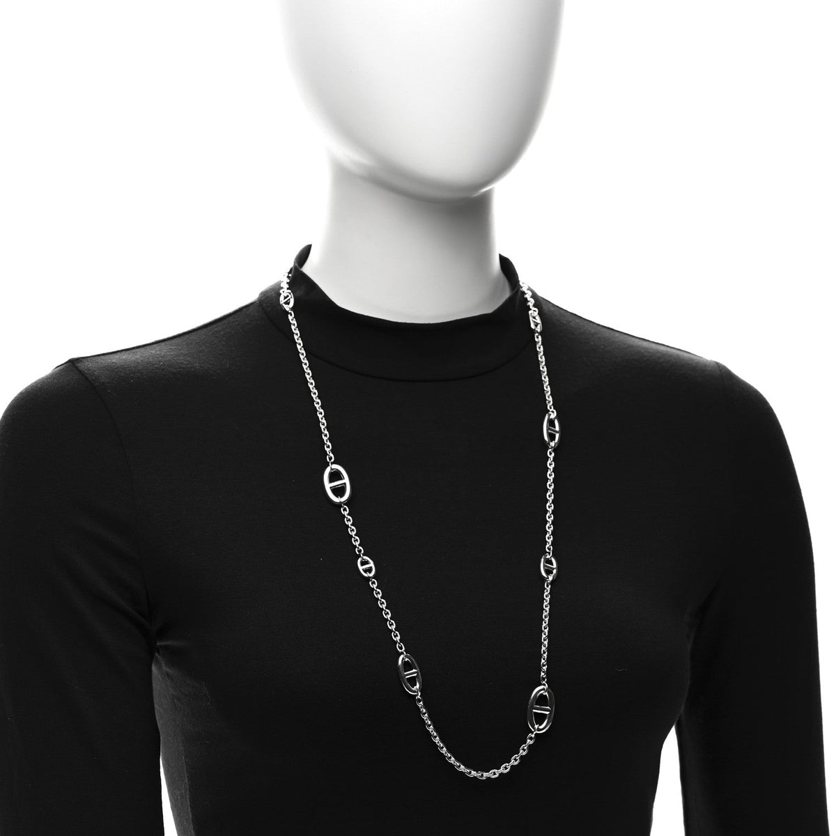 Hermes Sterling Silver Farandole Necklace 80