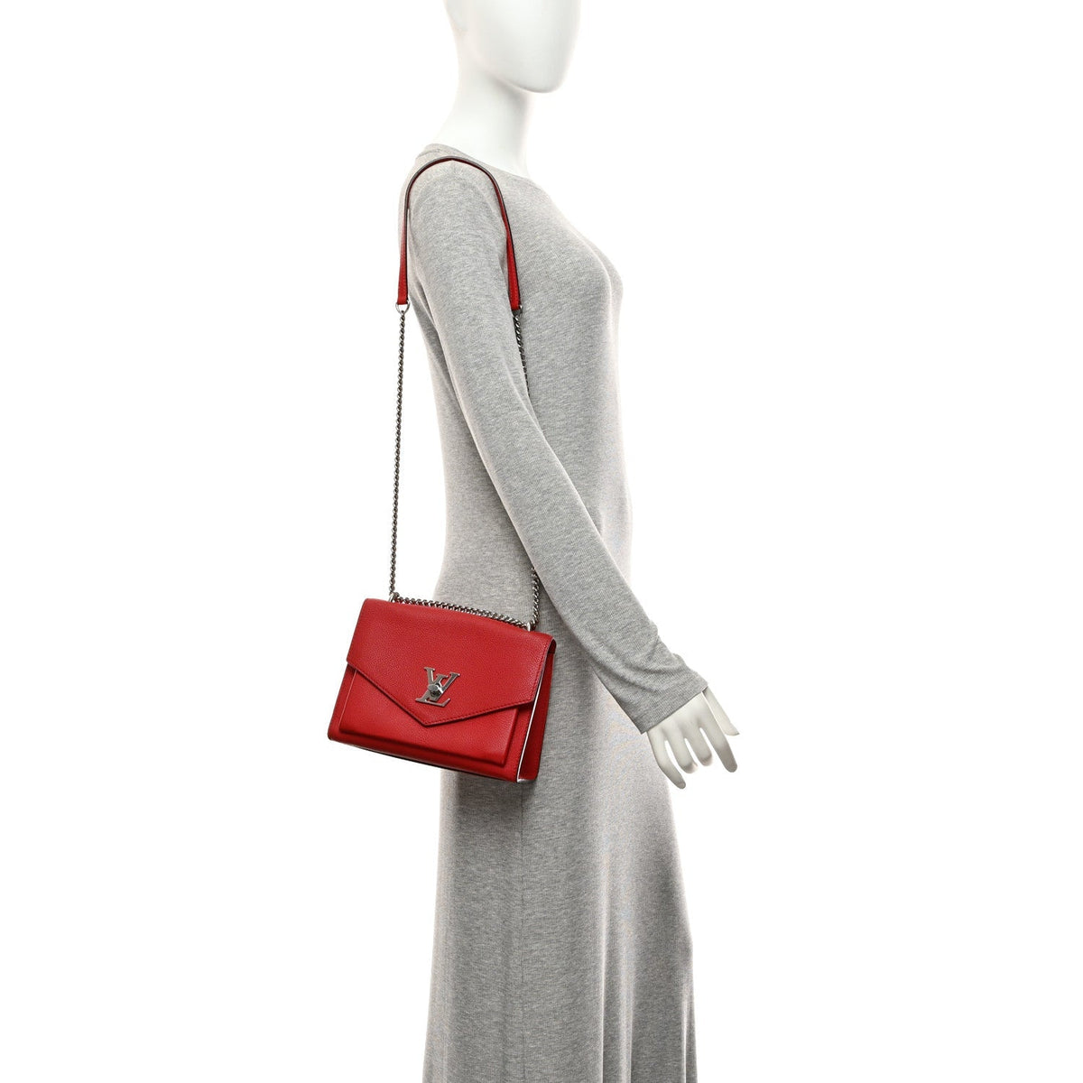 Louis Vuitton Soft Calfskin Mylockme Chain Bag BB Rubis