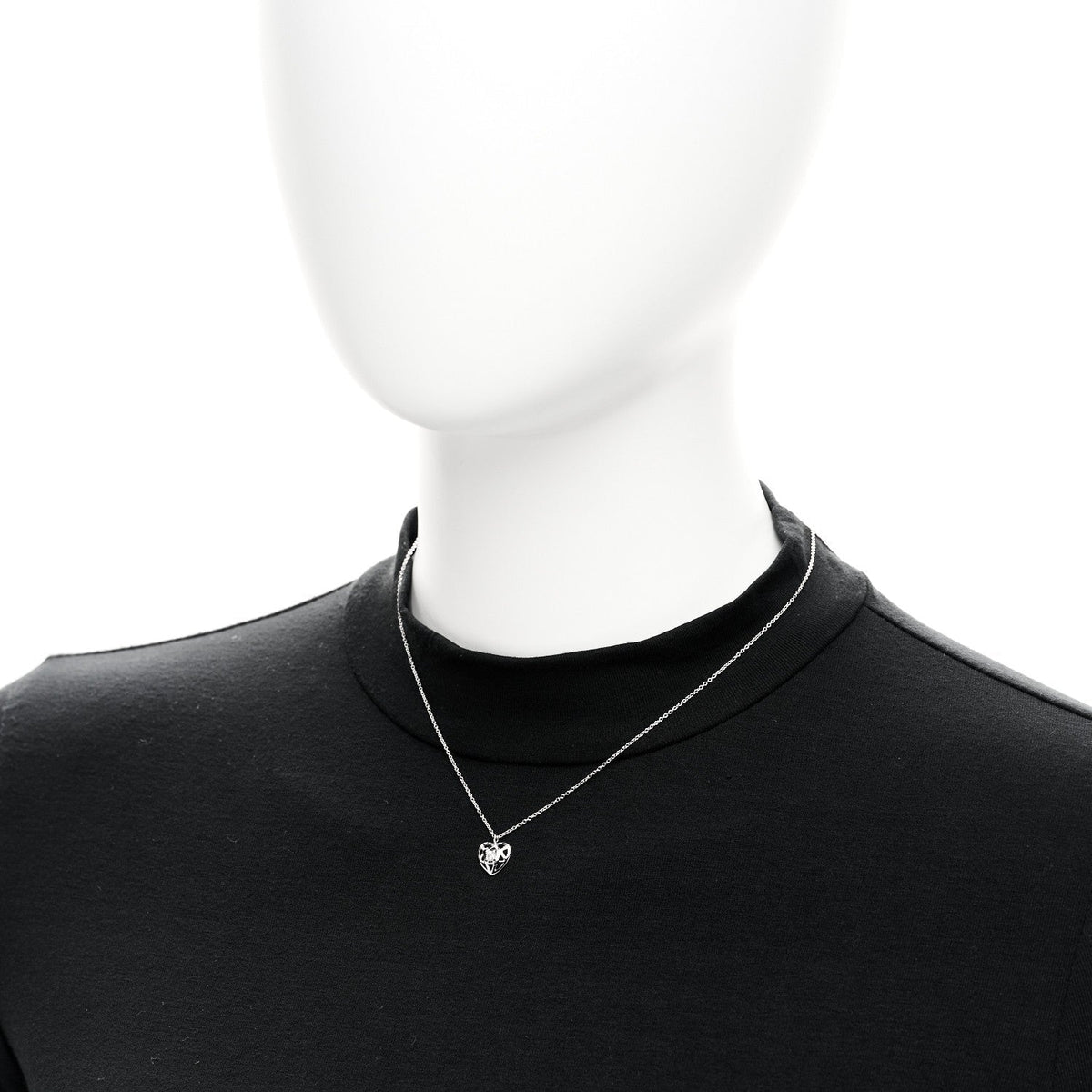 Tiffany 18K White Gold Diamond Cut Out Heart Pendant Necklace