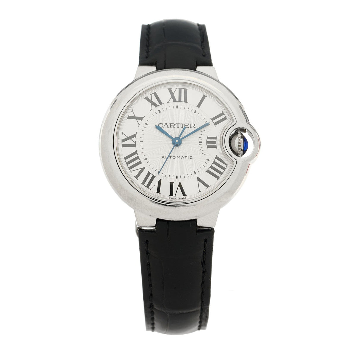 Cartier Stainless Steel Alligator 33mm Ballon Bleu De Cartier Watch
