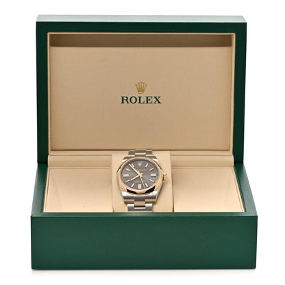 Rolex Stainless Steel 18K Yellow Gold 41mm Oyster Perpetual Watch Slate 134303