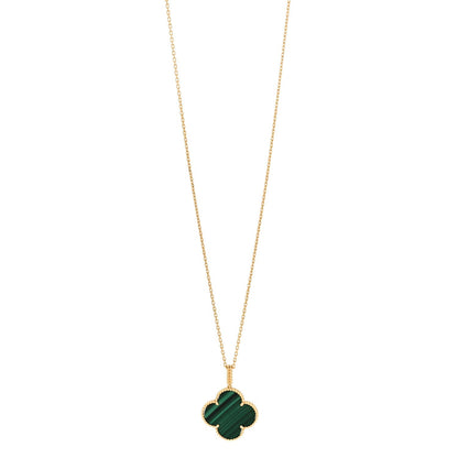 Van Cleef & Arpels 18K Yellow Gold Malachite Magic Alhambra Pendant Necklace 81.3cm