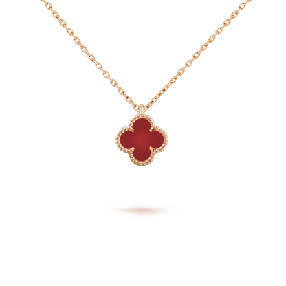 18K Rose Gold Carnelian VCA Sweet Alhambra Pendant