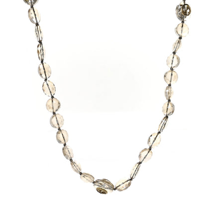 Gucci Metal Crystal Bead Flower Long Necklace Gold