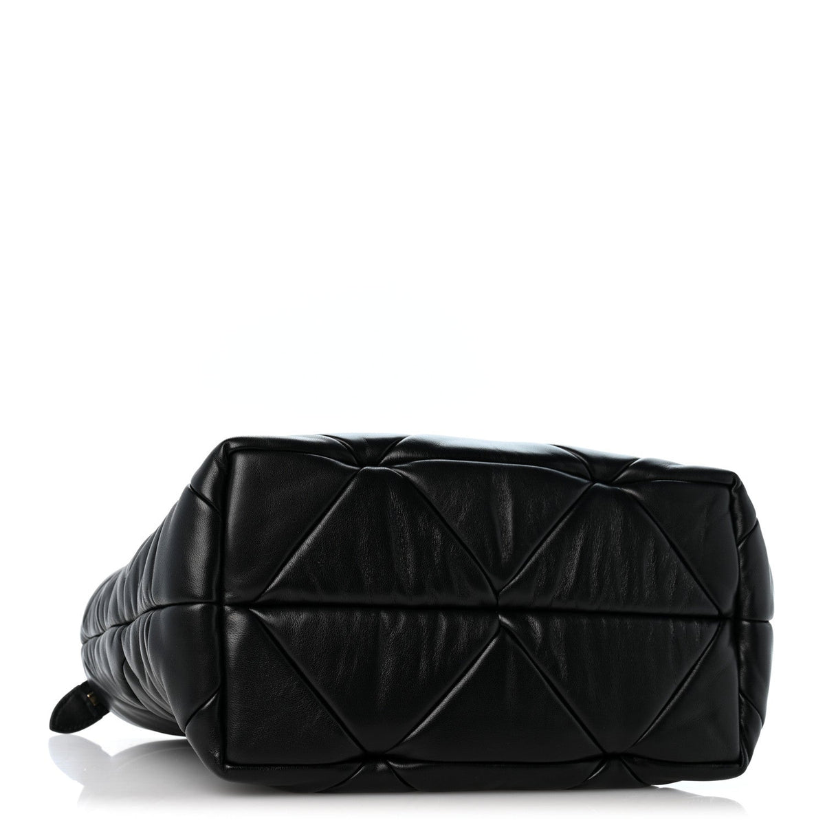 Prada Nappa Triangle Quilted Double Handled Zip Pocket Tote Black