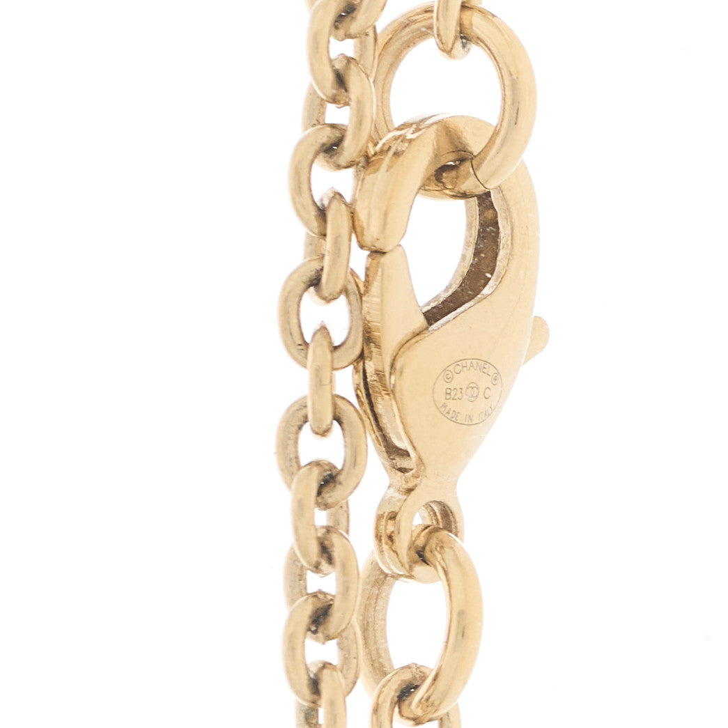 Chanel Crystal Gripoix Clover Heart CC Friendship Necklace Set Gold Multicolor