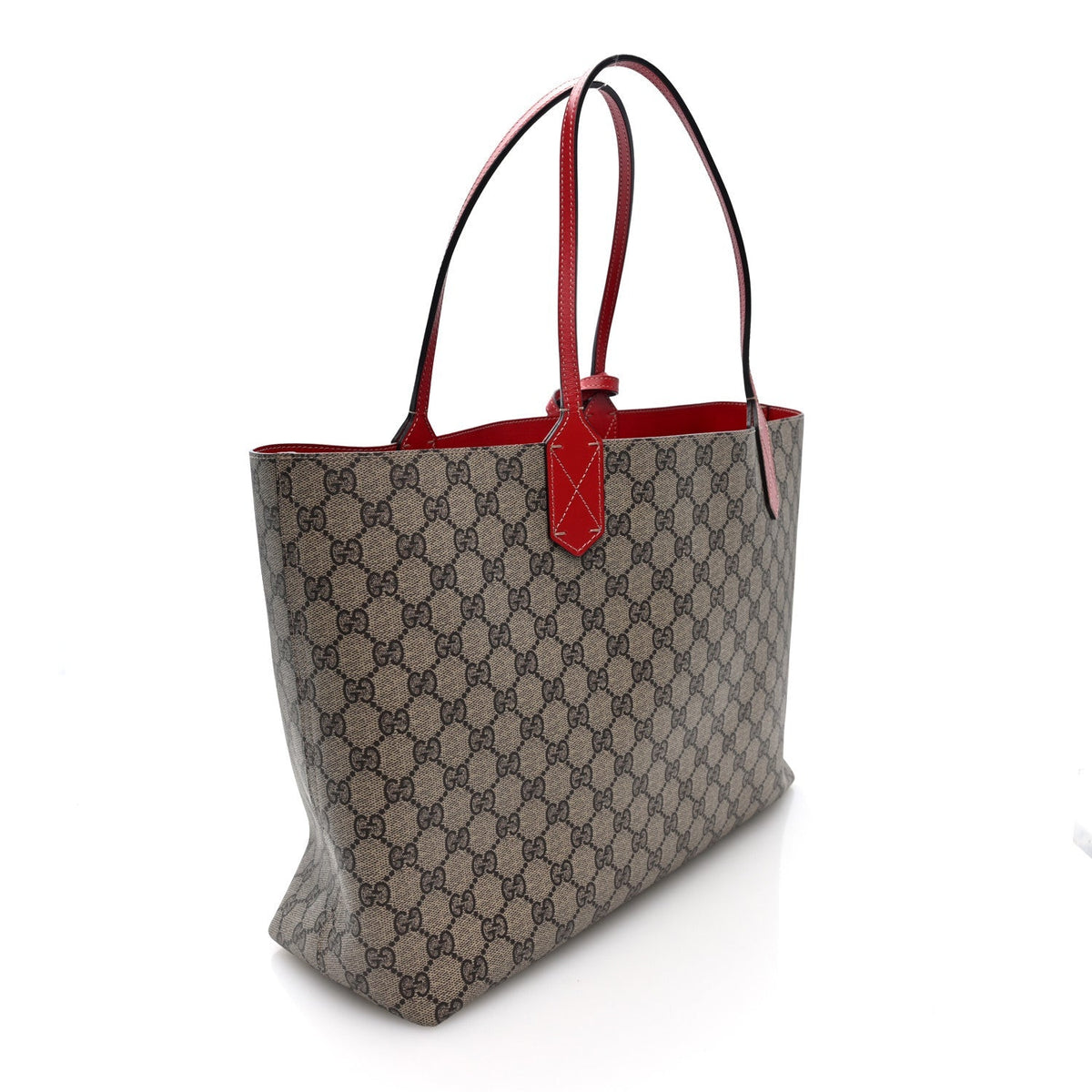 Gucci GG Supreme Monogram Medium Reversible Tote Beige Red