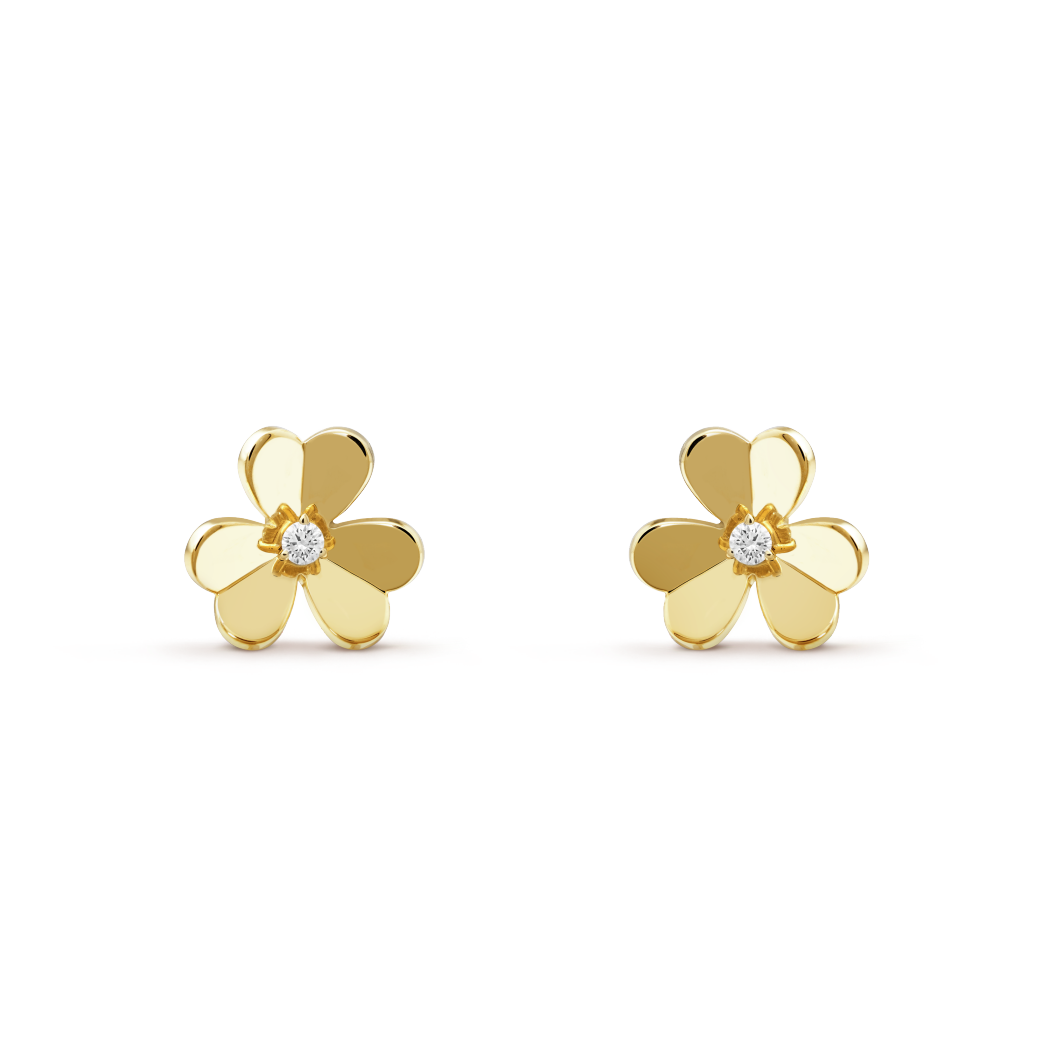 18K Gold Diamond VCA Frivole Earrings Small Model