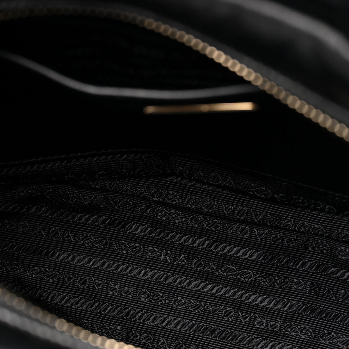 Prada Nappa Triangle Quilted Double Handled Zip Pocket Tote Black