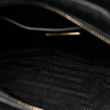 Prada Nappa Triangle Quilted Double Handled Zip Pocket Tote Black