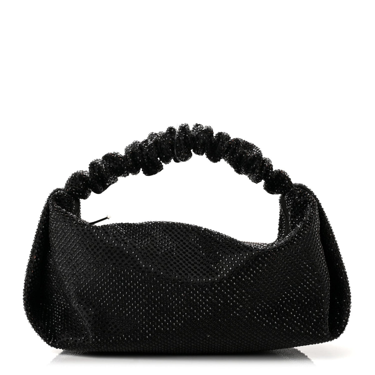 Alexander Wang Satin Crystal Rhinestone Mini Scrunchie Clutch Black