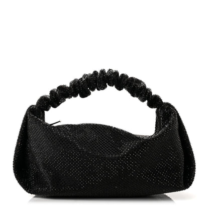 Alexander Wang Satin Crystal Rhinestone Mini Scrunchie Clutch Black